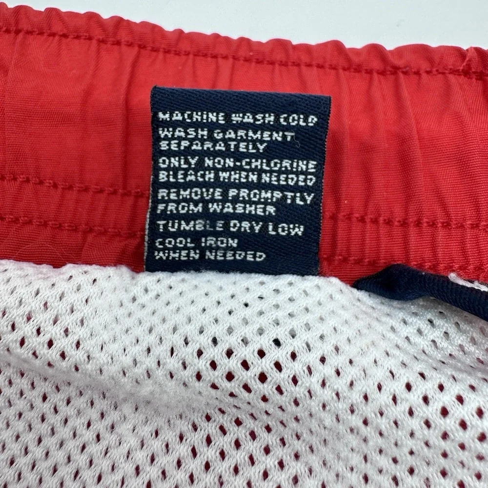 Vintage Polo Sport Ralph Lauren Swim Trunks Shorts Mens L Red Nylon Lined 90s